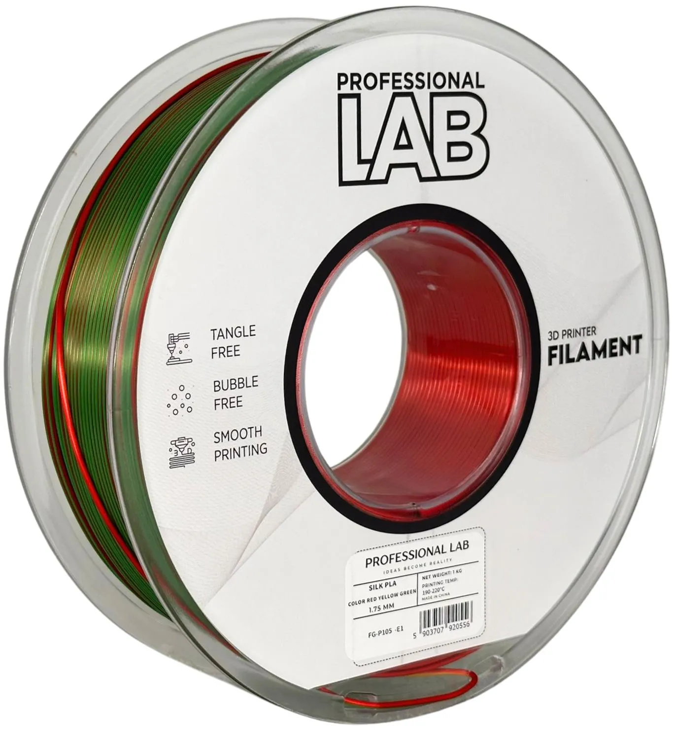 Filament PLA SILK tri colour Červená Žlutá Zelená