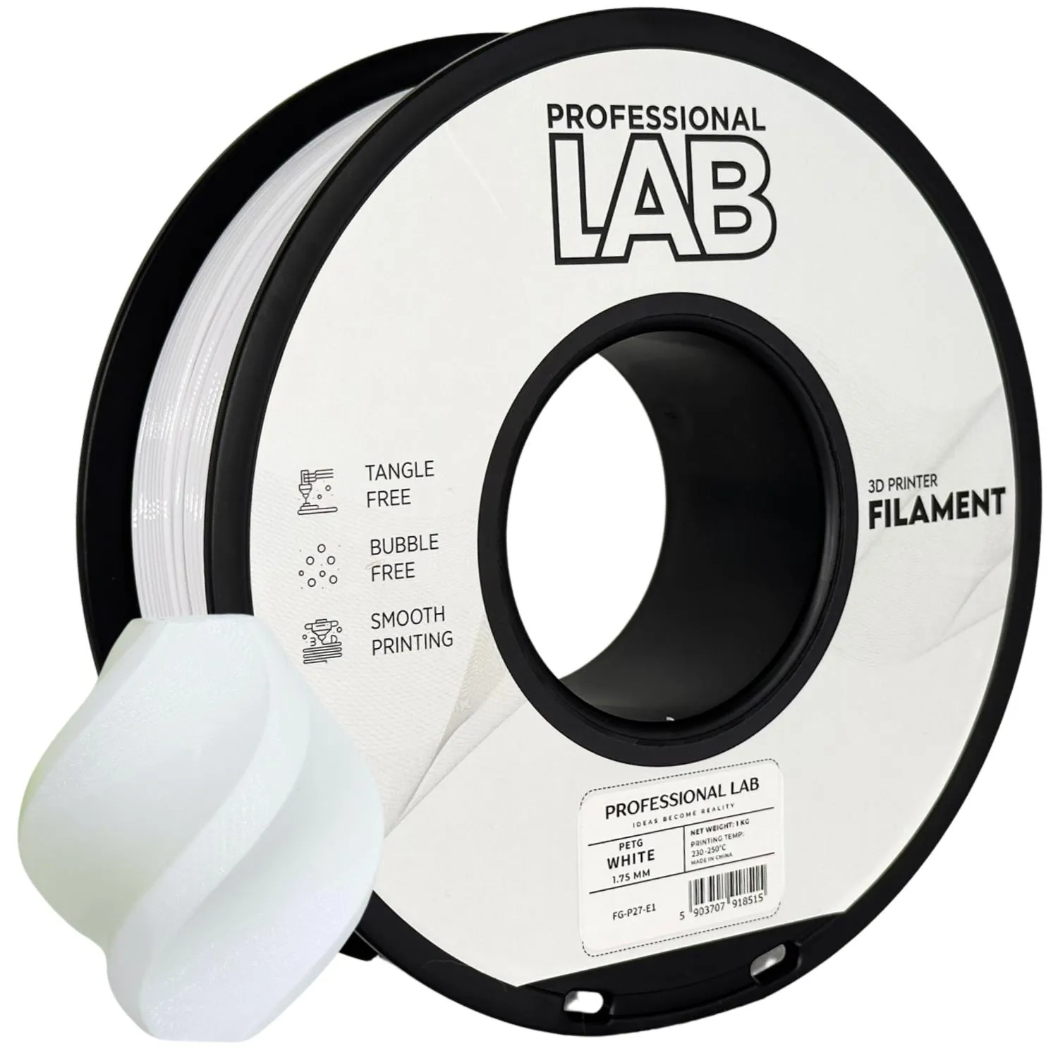 Filament pet-g bílá professional lab