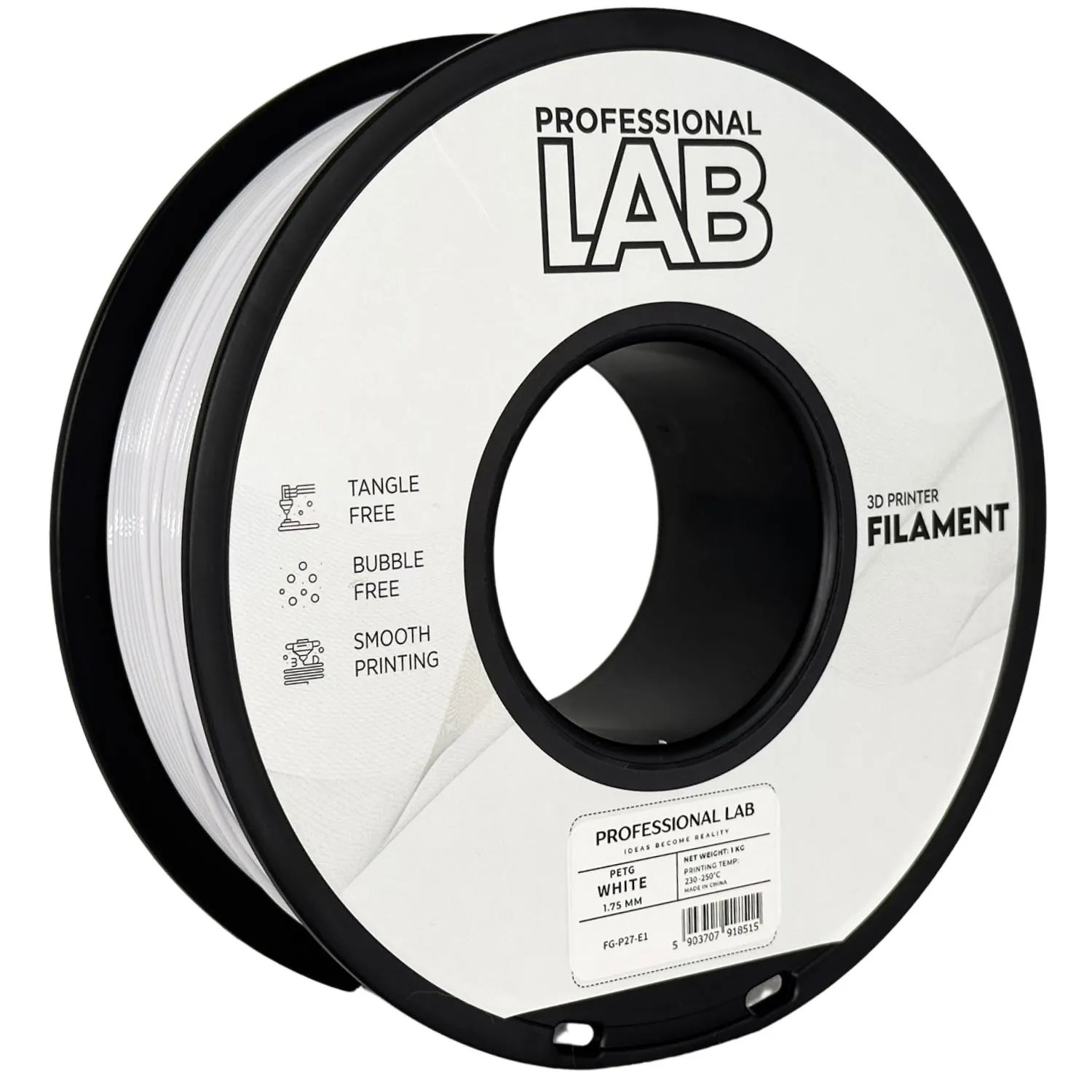 Filament pet-g bílá professional lab
