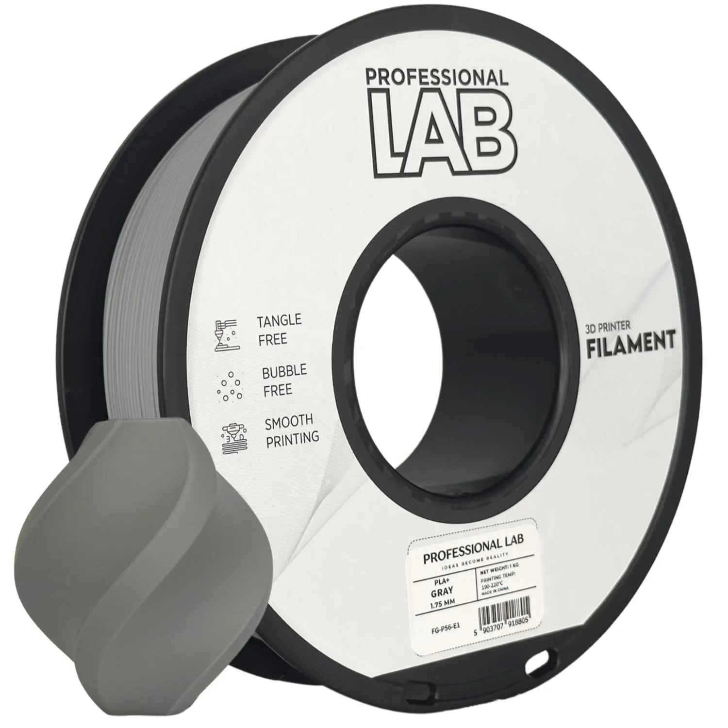 Filament pla+ šedá professional lab