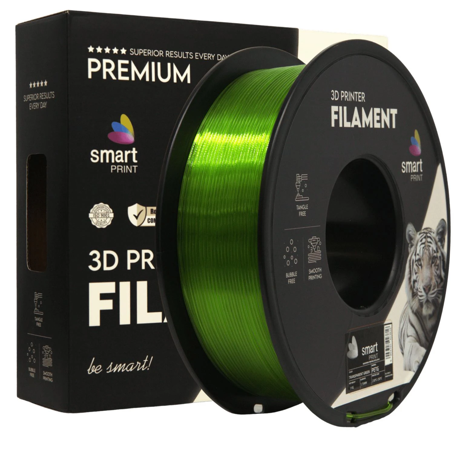Filament PET-G transparentní zelená Smart print
